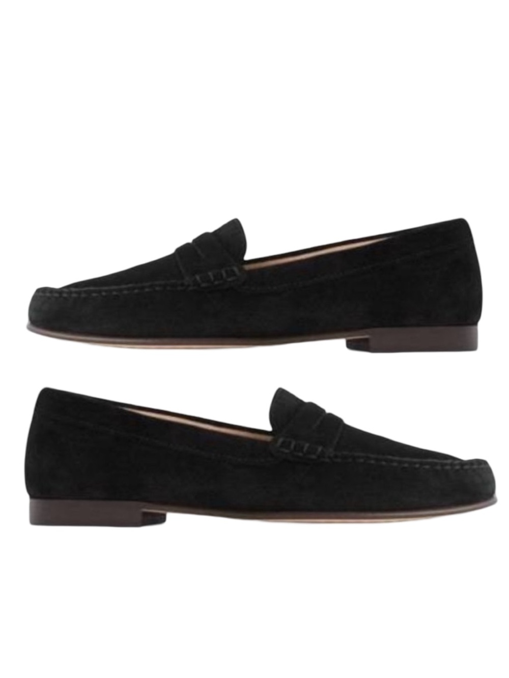 J. Crew Suede Penny Loafers Black Leather Preppy Academia Old Money Quiet Luxury